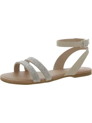 Cameena Womens Faux Leather Rhinestone Ankle Strap