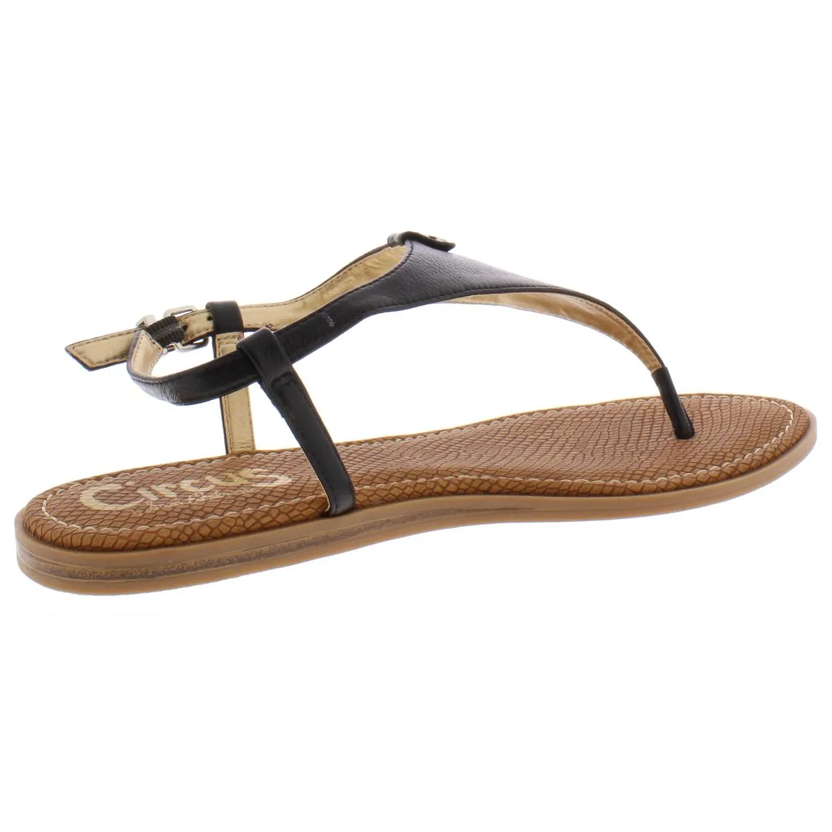 Carolina Womens Faux Leather Buckle Thong Sandals