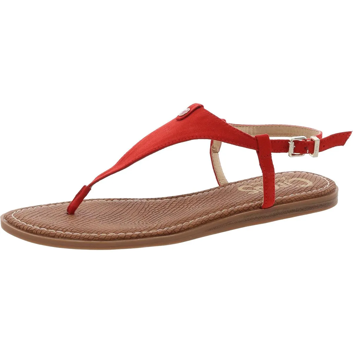 Carolina Womens Faux Leather Buckle Thong Sandals