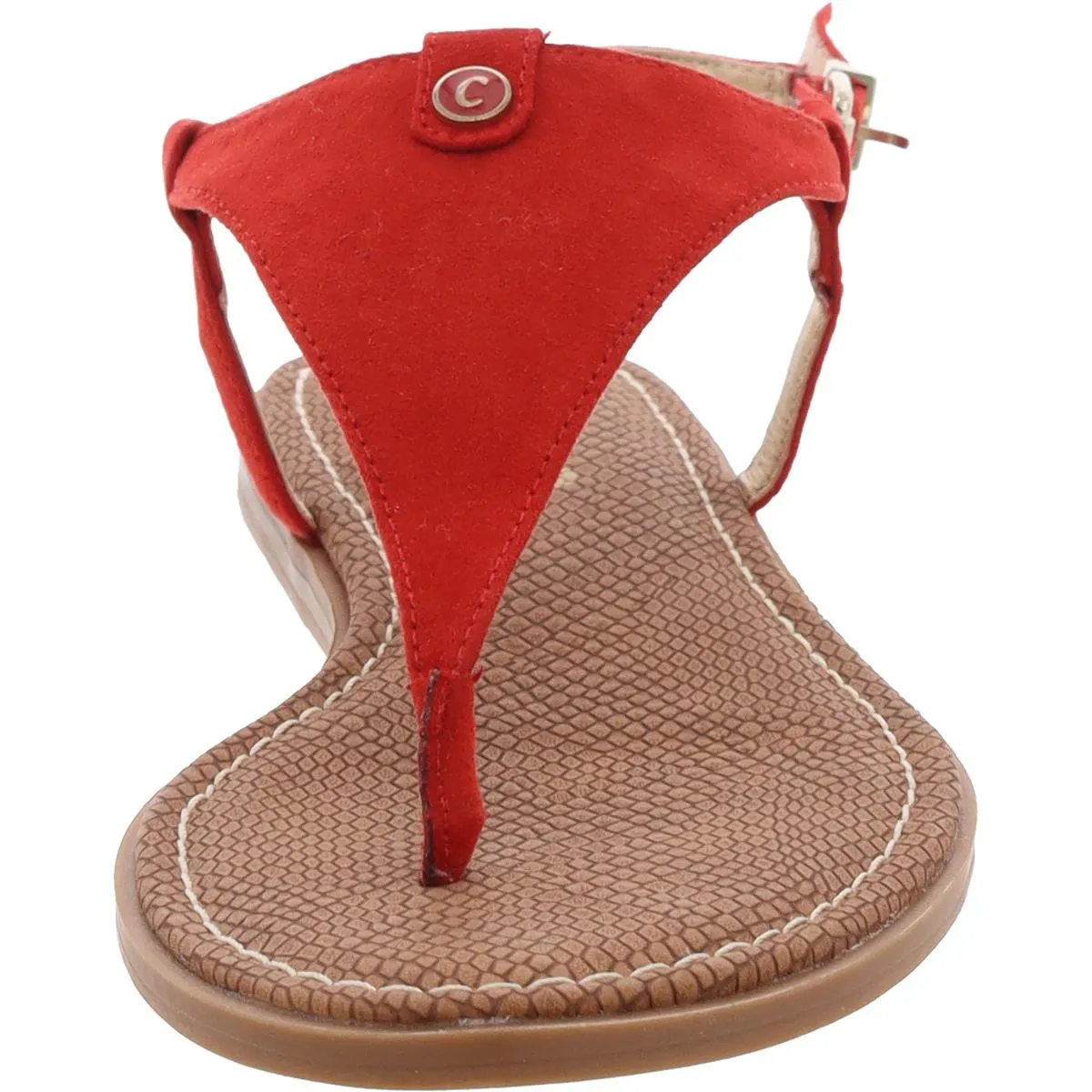 Carolina Womens Faux Leather Buckle Thong Sandals