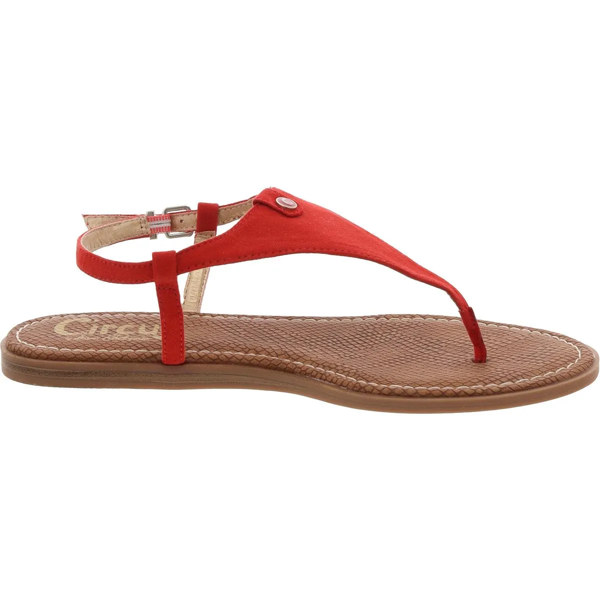 Carolina Womens Faux Leather Buckle Thong Sandals