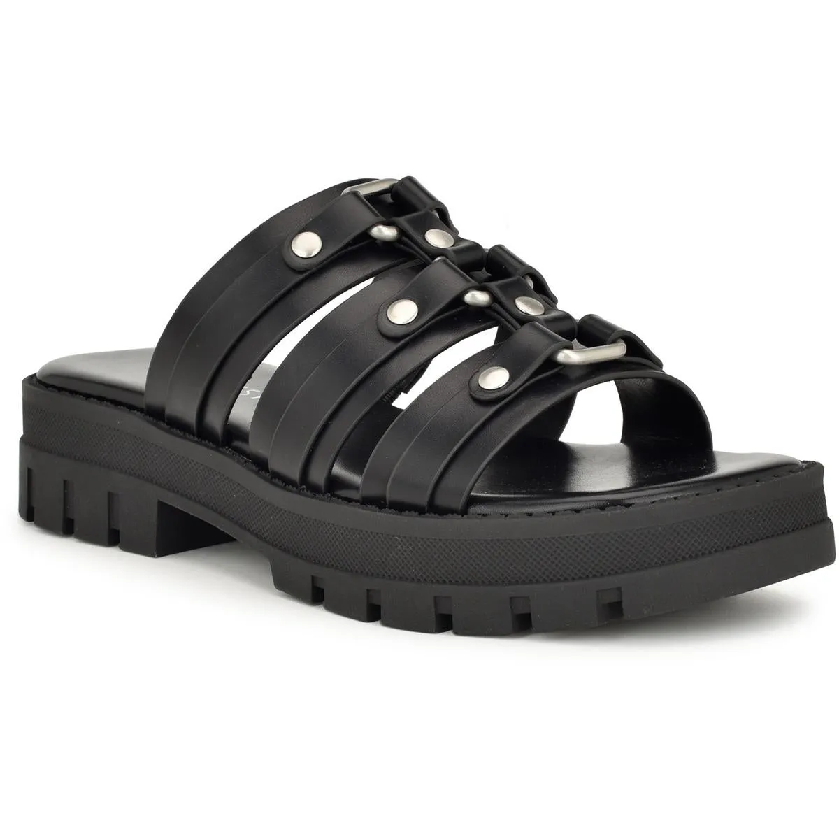 Cazz 3 Womens Faux Leather Slip On Slide Sandals