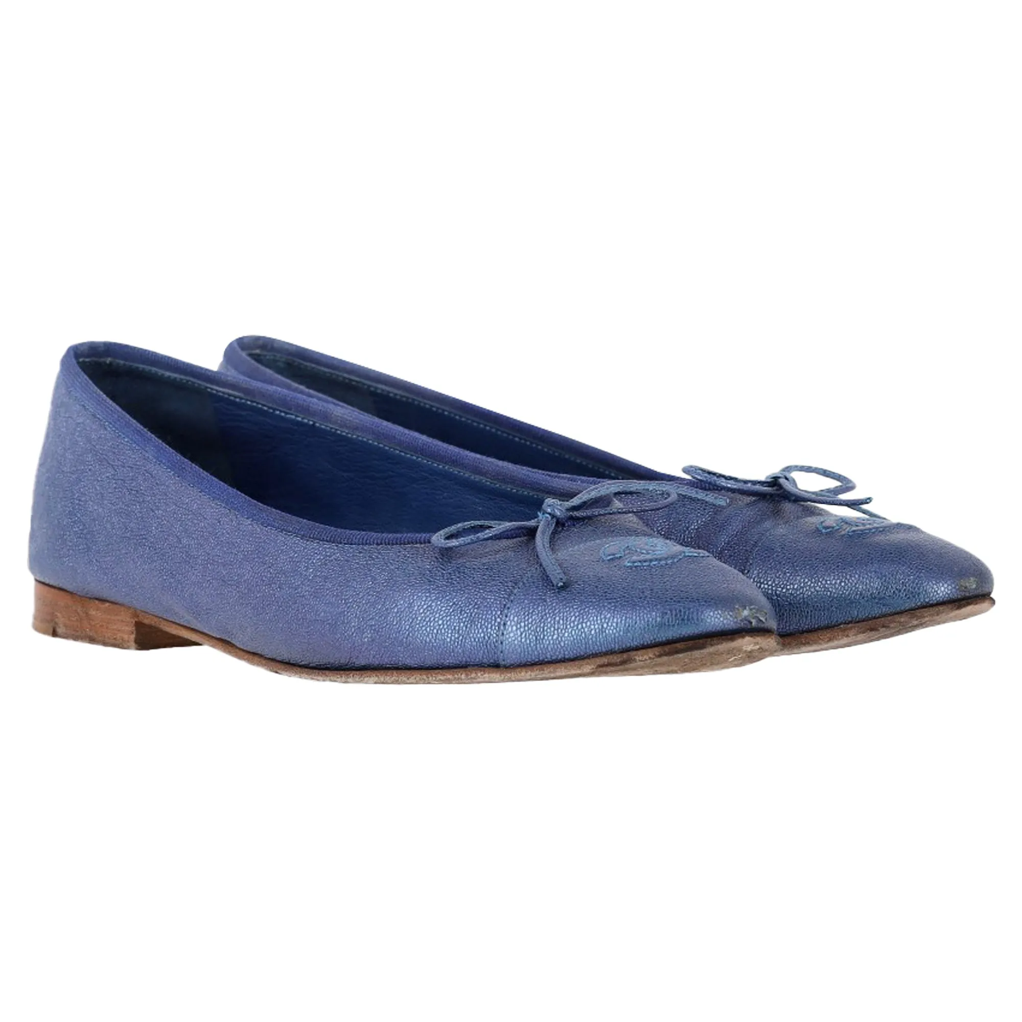 Chanel Ballet Flats in Blue Leather