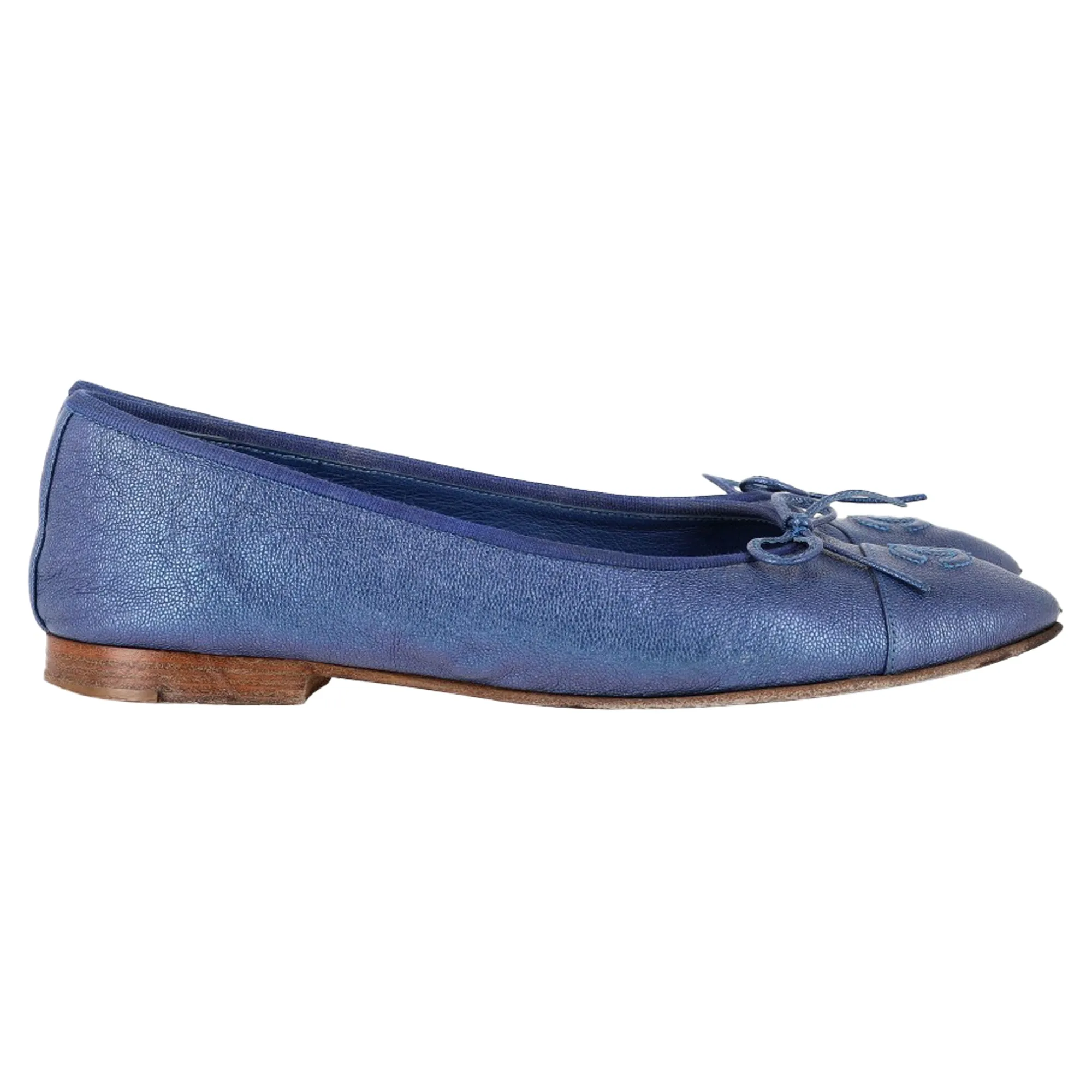 Chanel Ballet Flats in Blue Leather