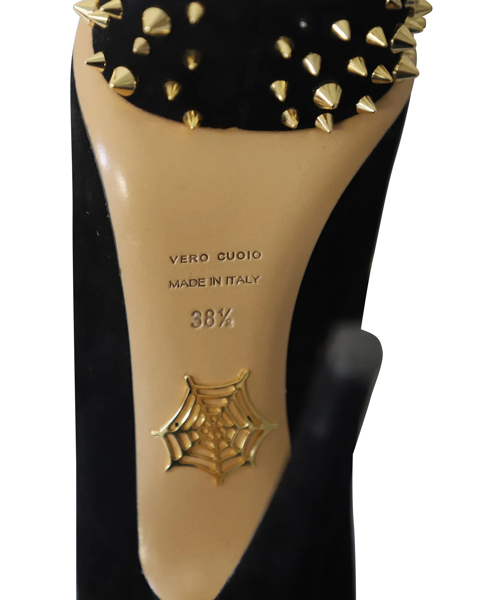 Charlotte Olympia Dolly Studs Embellished Pumps in Black Suede