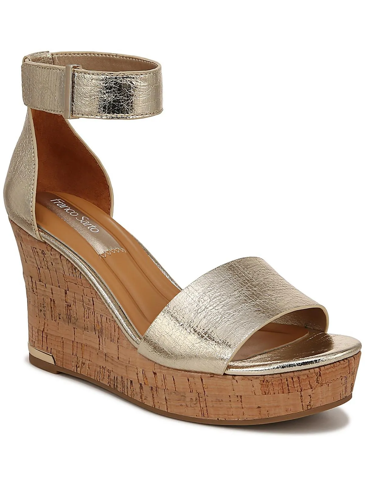 Clemens Cor Womens Leather Ankle Strap Wedge Sandals
