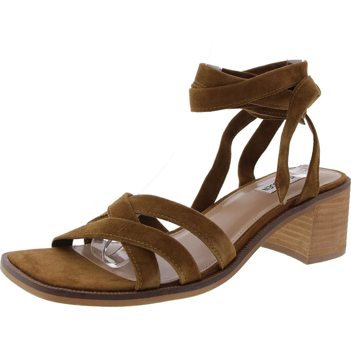 Cory Womens Criss-Cross Suede Block Heel