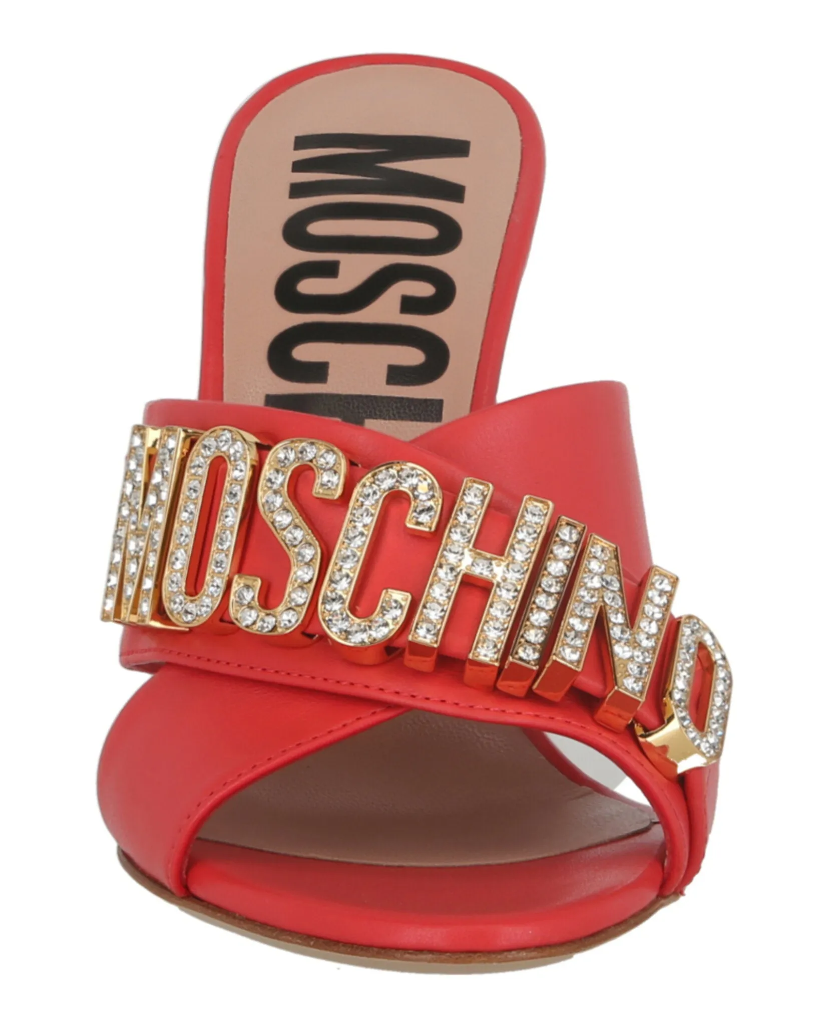 Crystal Logo Leather Mules
