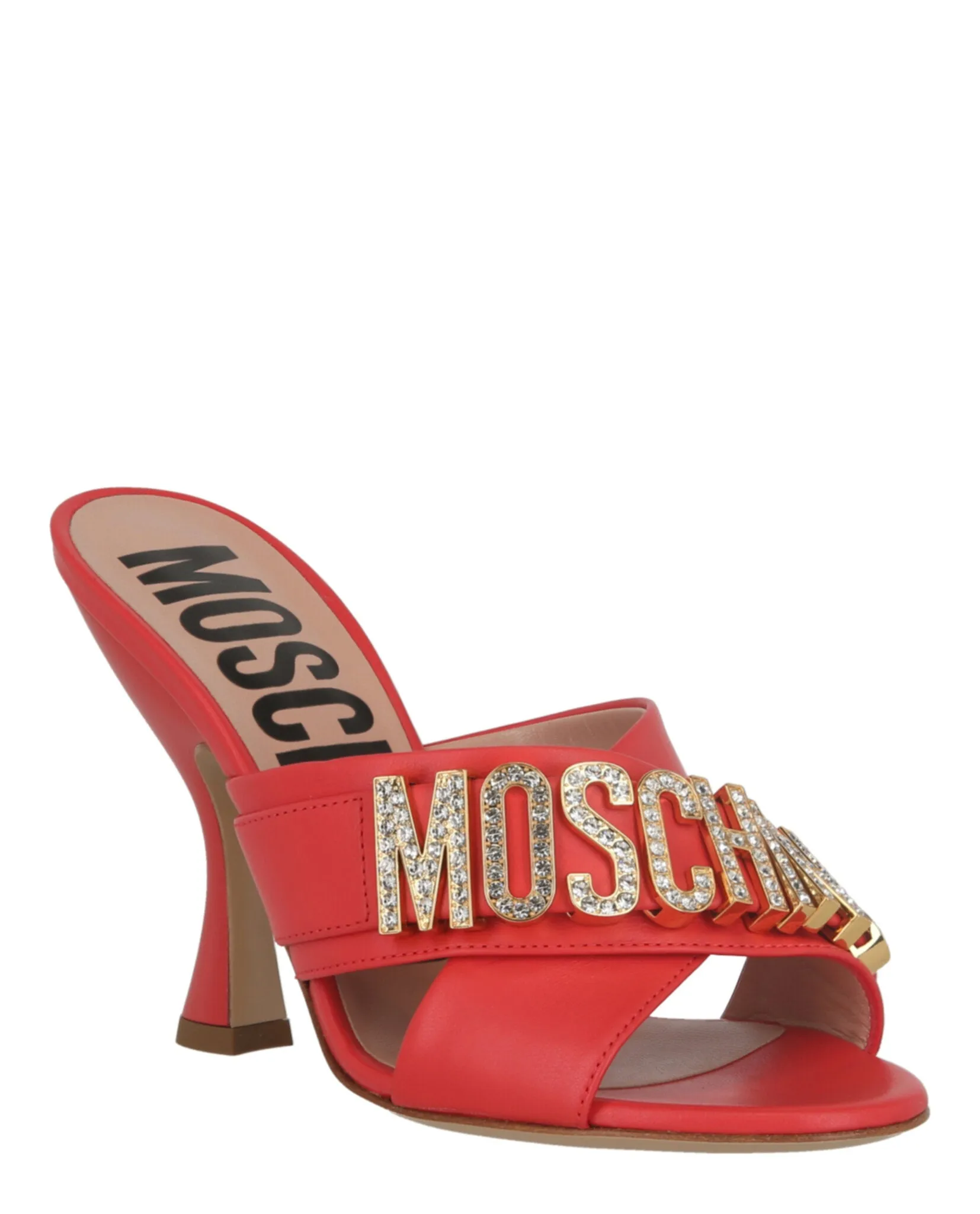 Crystal Logo Leather Mules