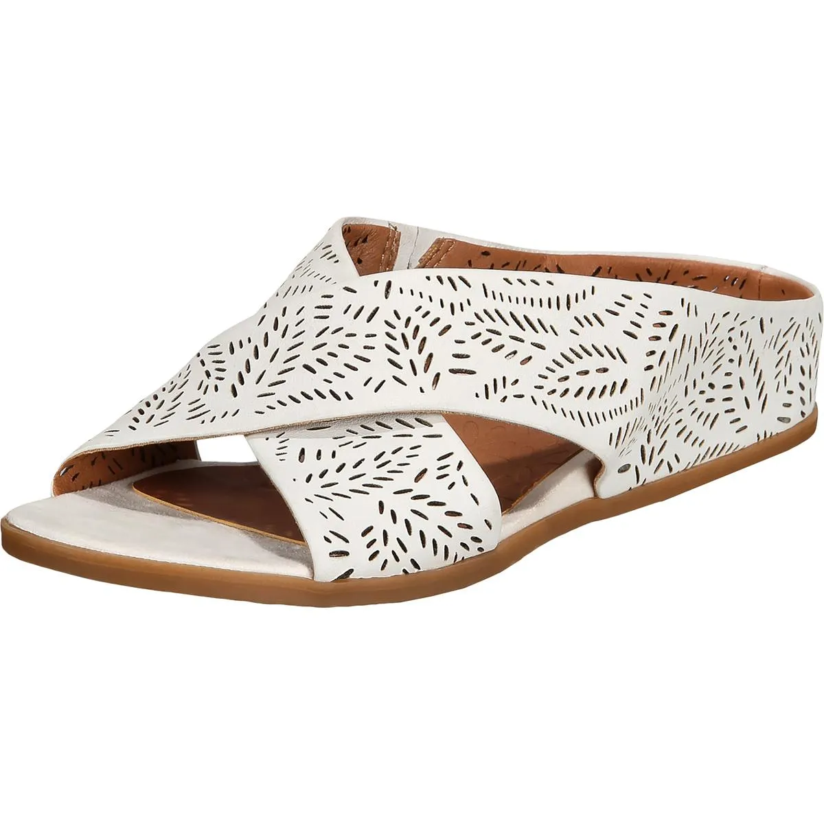 Dafni Womens Leather Demi Wedge Slide Sandals