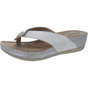 Dafni Womens Leather Demi Wedge Slide Sandals