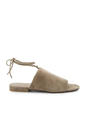 Damon Flat Lace Up Sandal In Woodsmoke Kid Suede