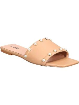 DANA Womens Faux Leather Slip On Slide Sandals
