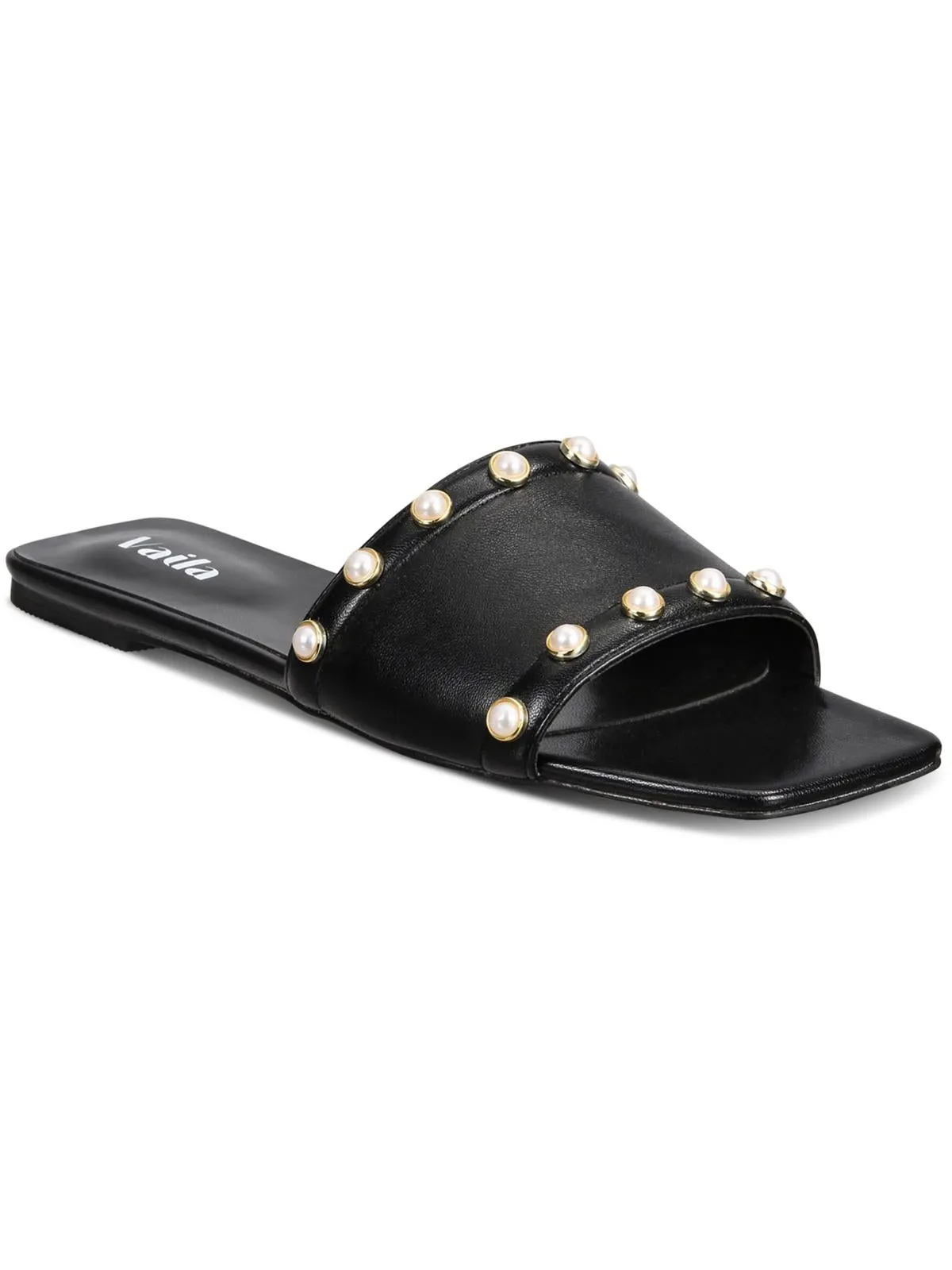 DANA Womens Faux Leather Slip On Slide Sandals