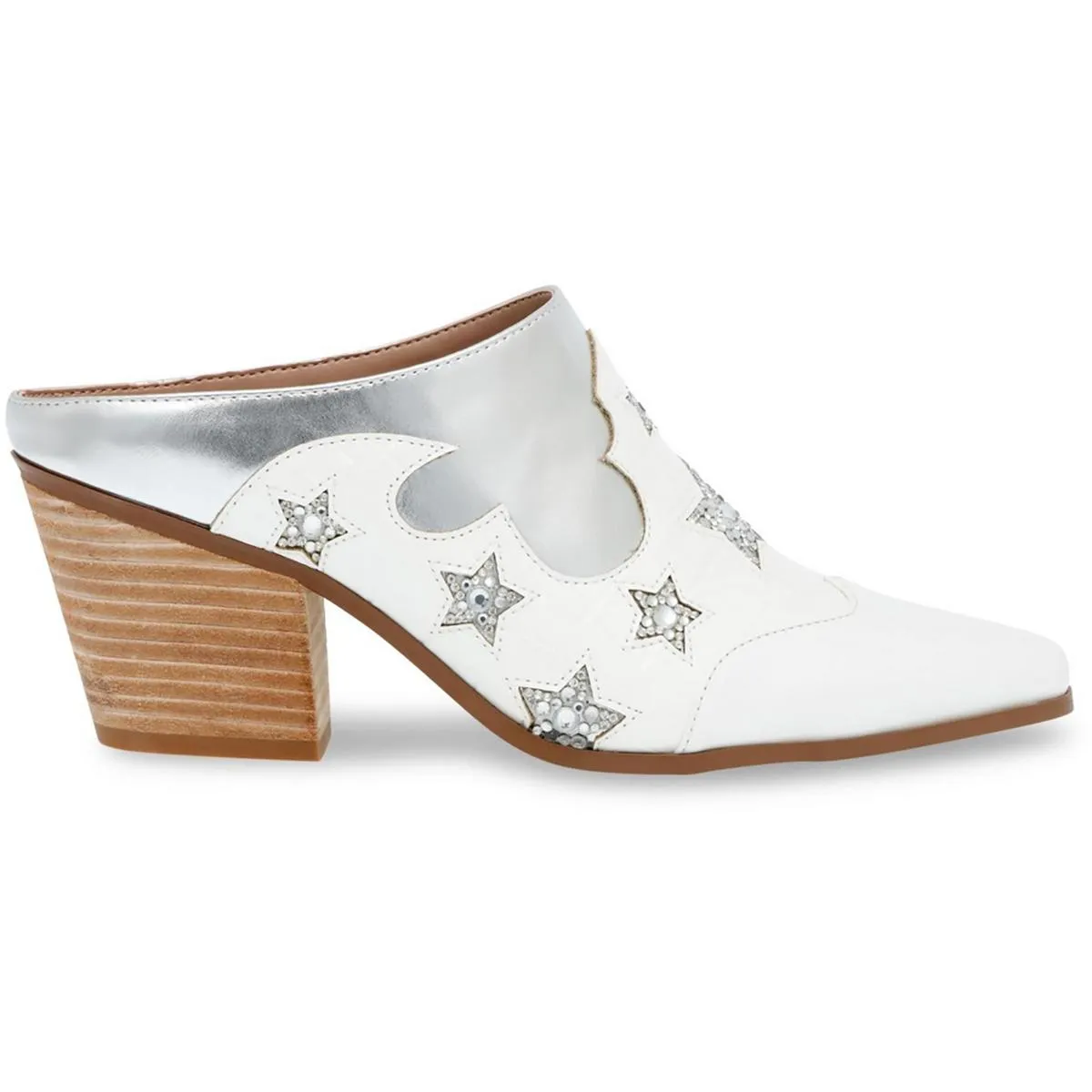 Denniss Womens Faux Leather Pointed Toe Mules