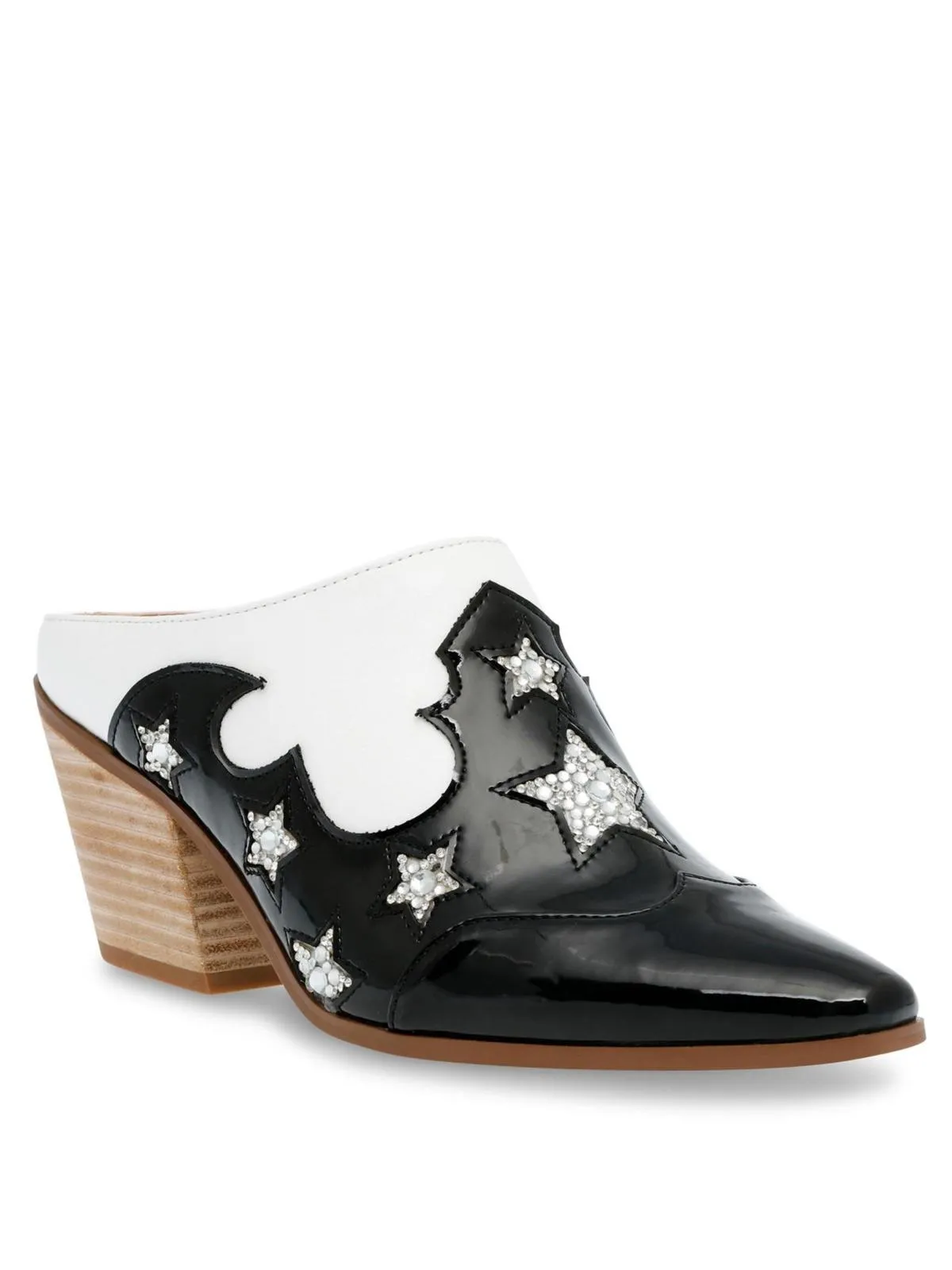 Denniss Womens Faux Leather Pointed Toe Mules