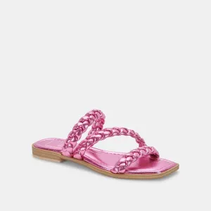 Dolce Vita Iman Sandals Women's 8.5 Magenta Braided Strap Square Toe Slide ZPO53 (Pink,8.5)
