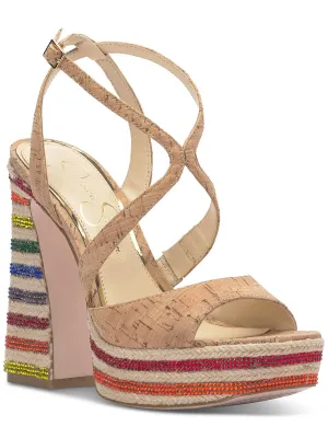 Dosia Womens Strappy Rhinestone Platform Sandals