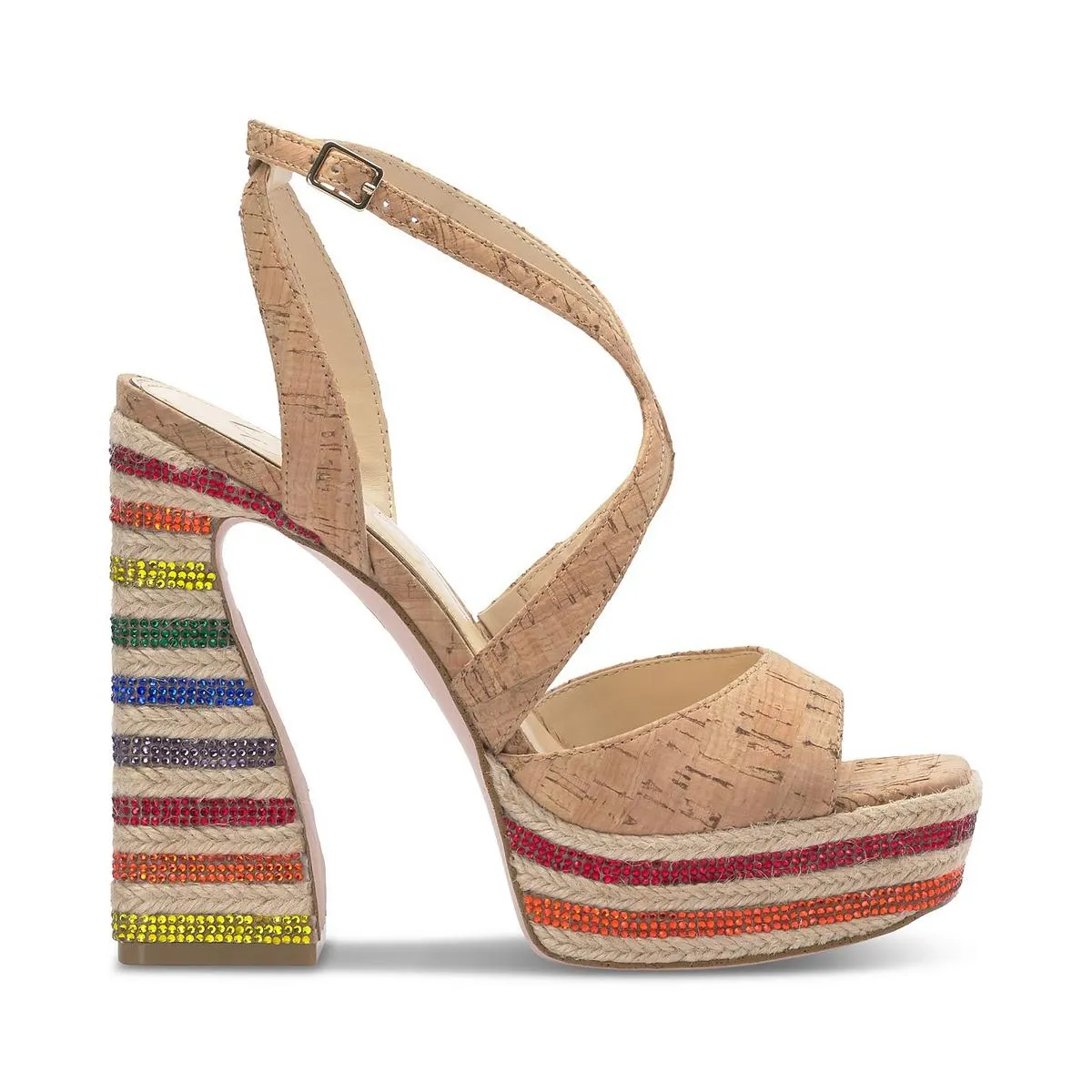 Dosia Womens Strappy Rhinestone Platform Sandals