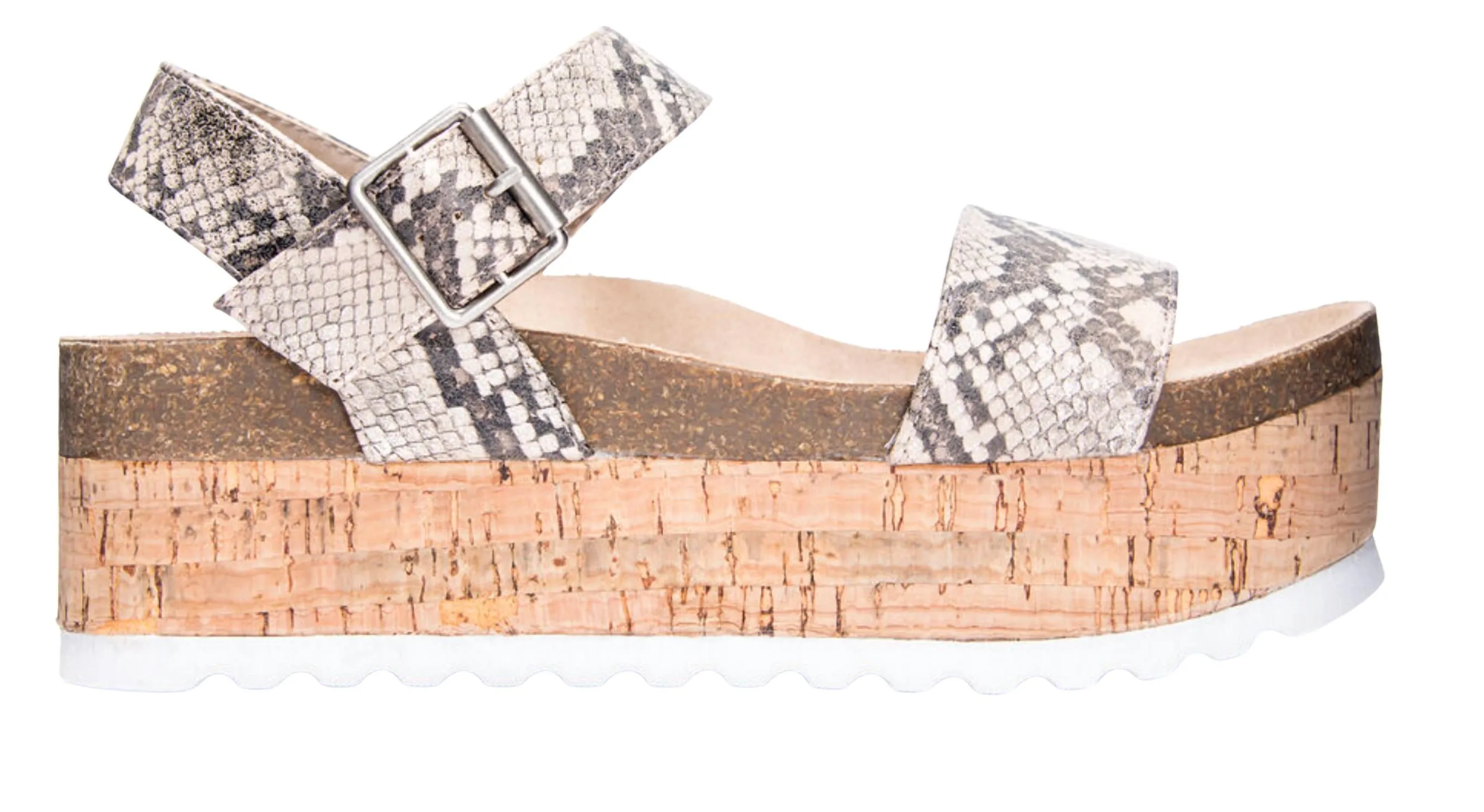 Dusk Palms Platform Sandal In Silver Snake