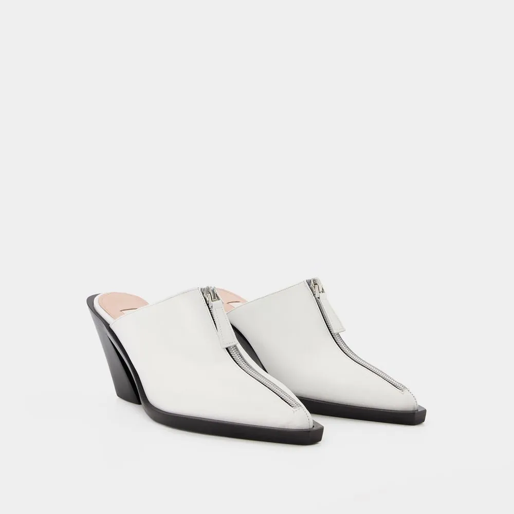 Eclair Zip Mule - White - Leather