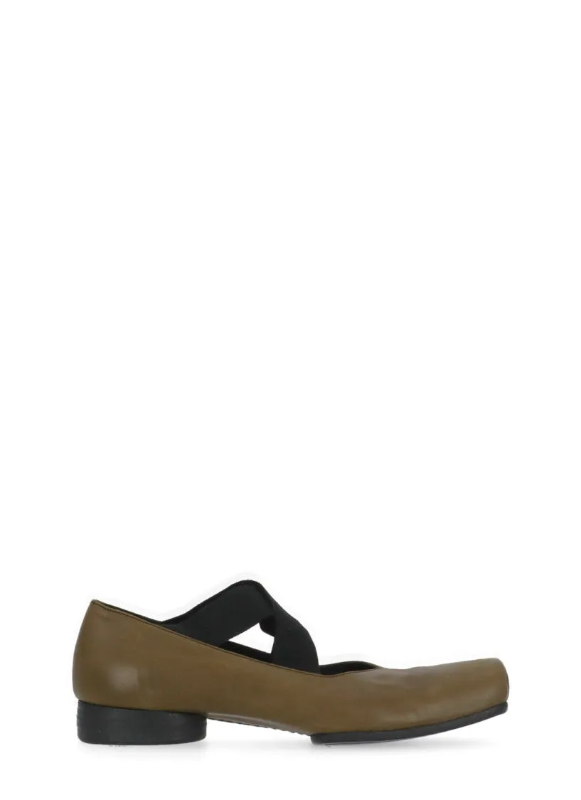 Elegant Green Smooth Leather Ballerinas