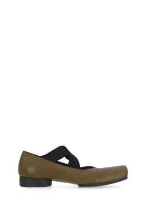 Elegant Green Smooth Leather Ballerinas