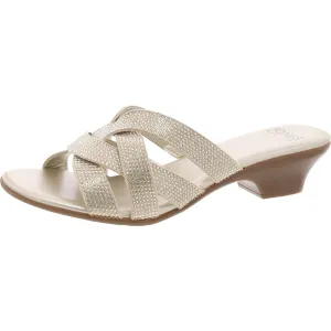 Enny Womens Rhinestone Criss Cross Strappy Sandals