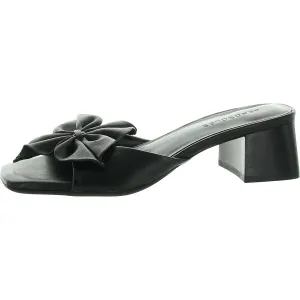 Esta Womens Applique Leather Block Heel