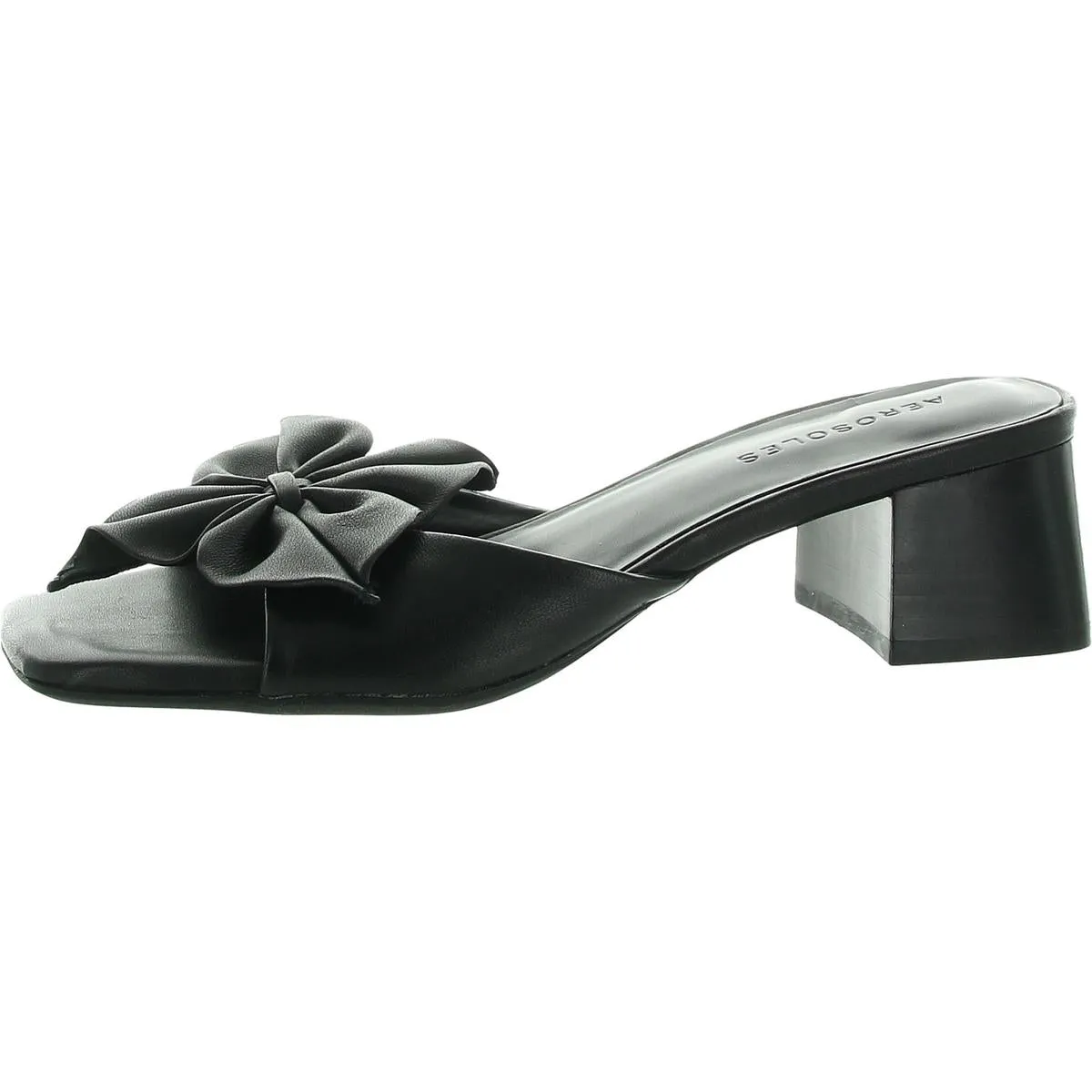 Esta Womens Applique Leather Block Heel
