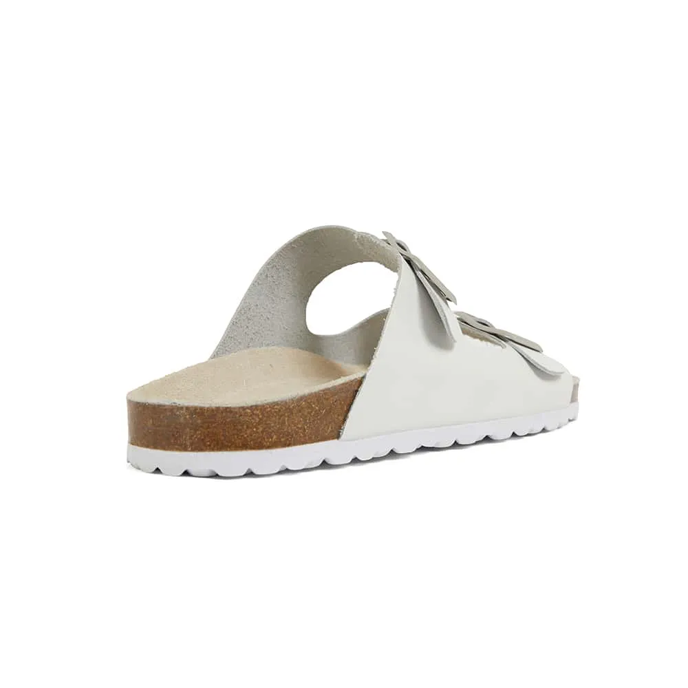 Florida Slide in White Leather
