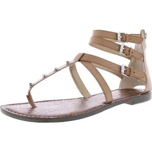 Genevive Womens Leather Studded Strappy Sandals