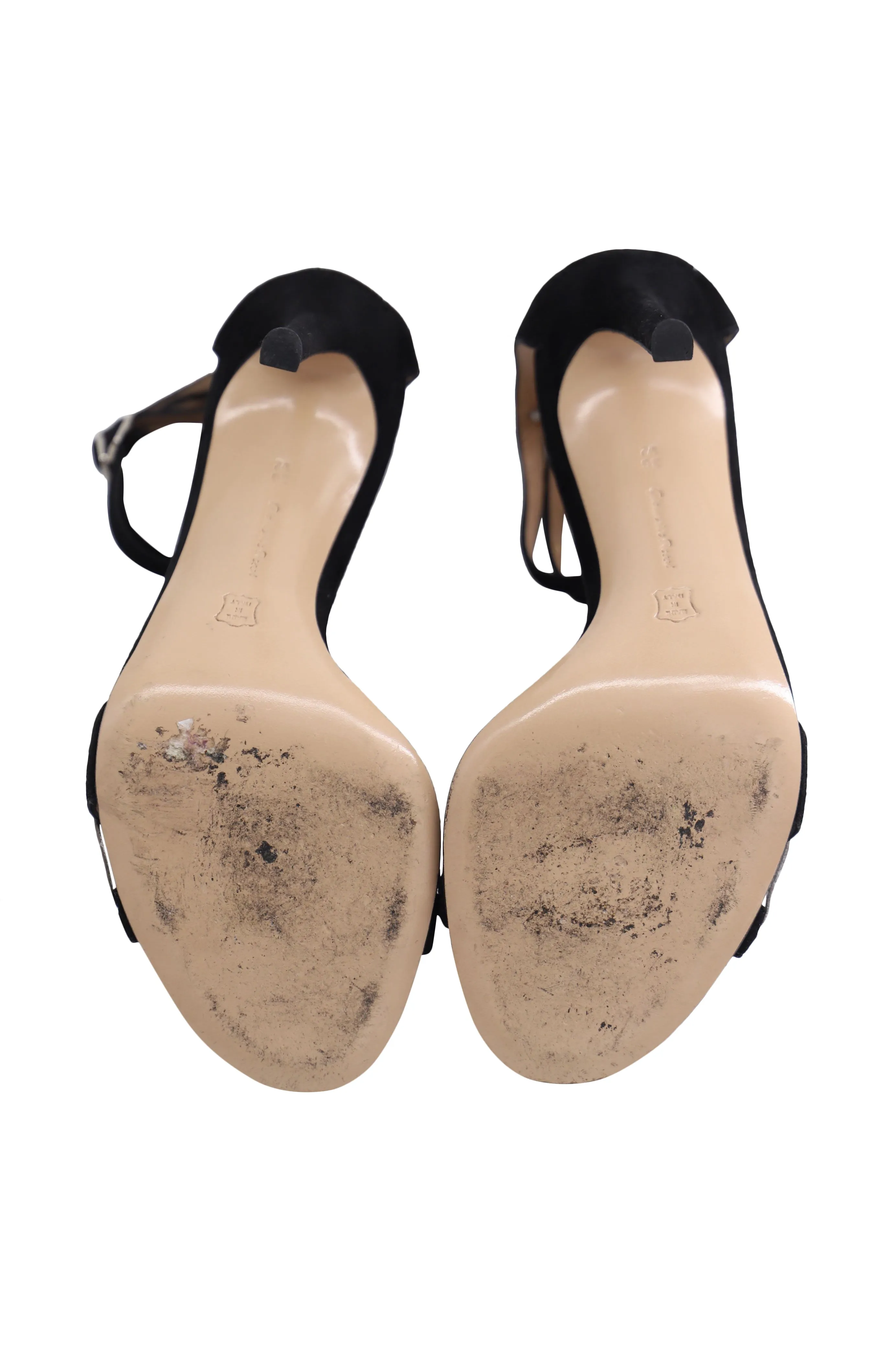 Gianvito Rossi Metallic Lace-Up Sandals in Black Suede