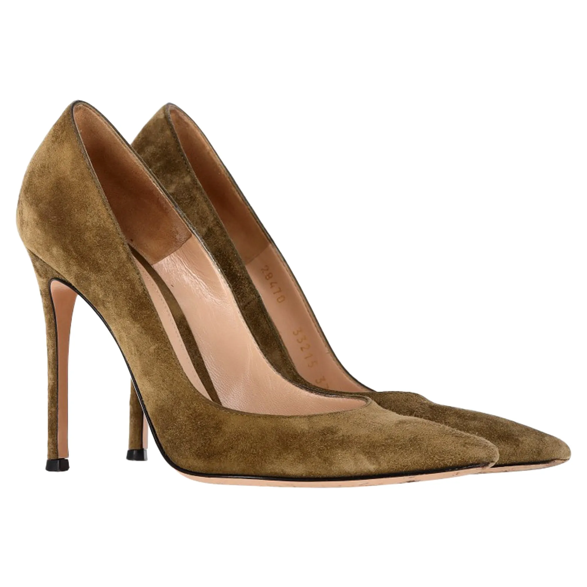 Gianvito Rossi Pointed Pumps in Olive Suede