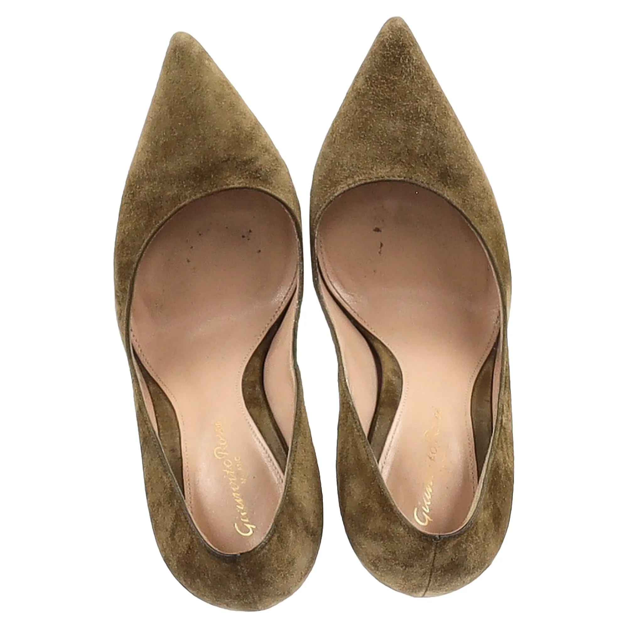 Gianvito Rossi Pointed Pumps in Olive Suede