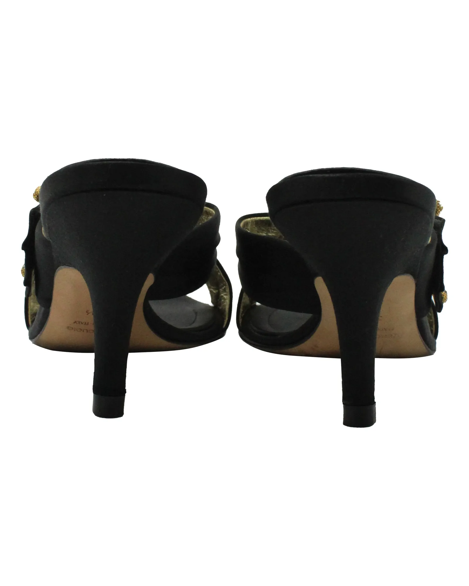 Giuseppe Zanotti Crystal-Embellished Cross-Strap Mule Sandals in Black Satin