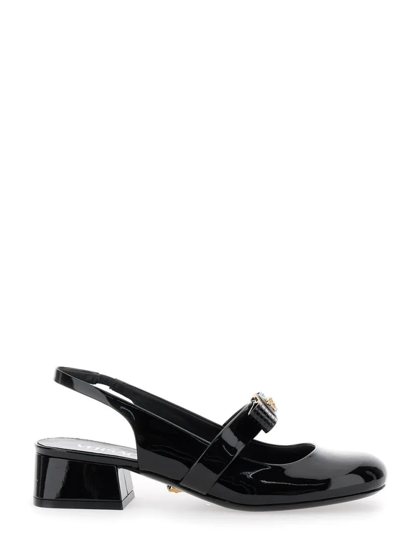 Glossy Black Slingback Shoes