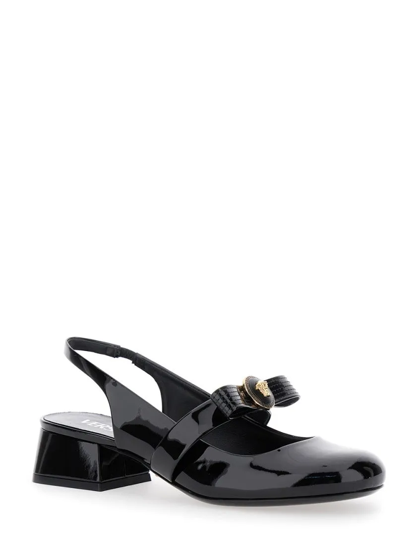 Glossy Black Slingback Shoes