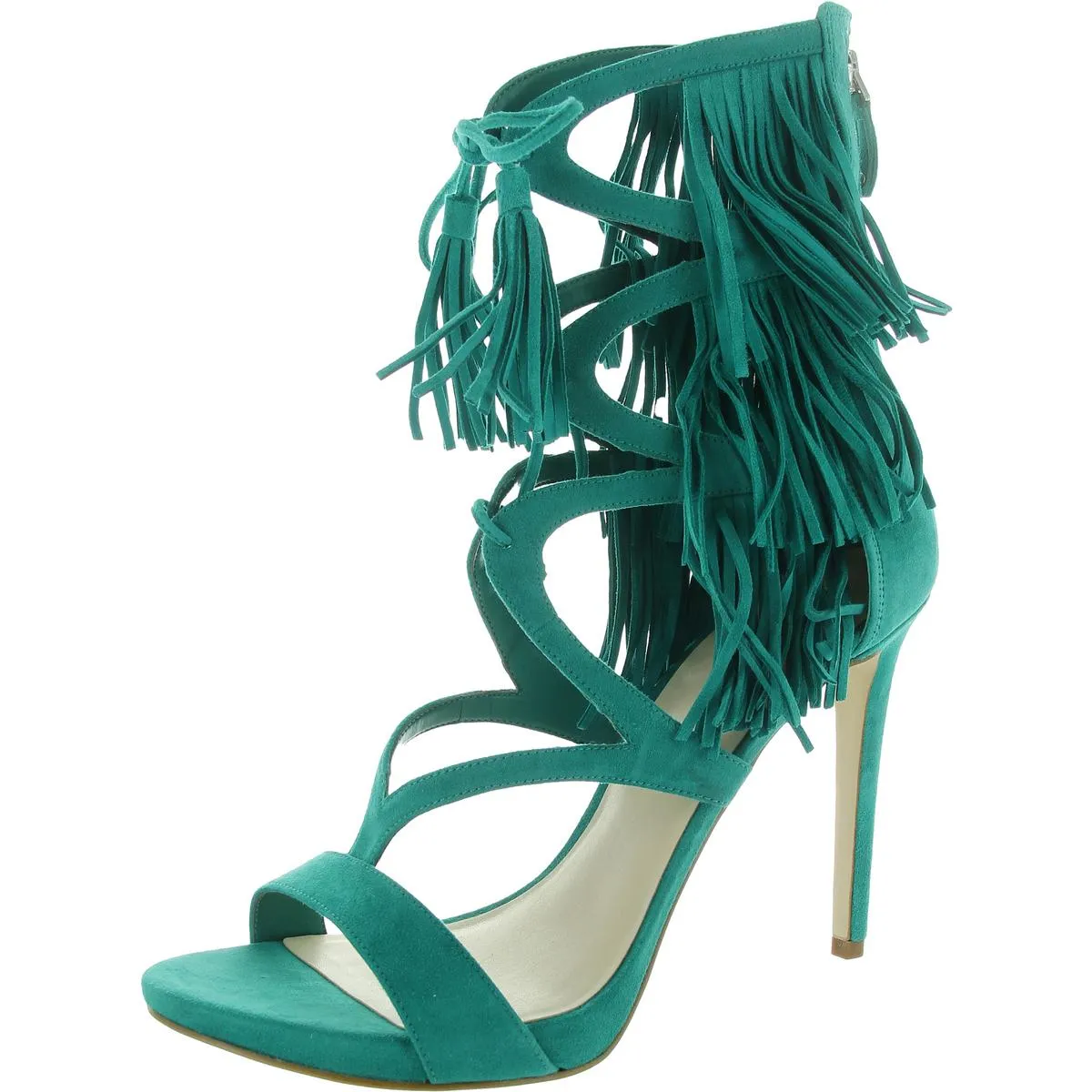 GWABRIA Womens Fringe Suede Lace-Up Heels