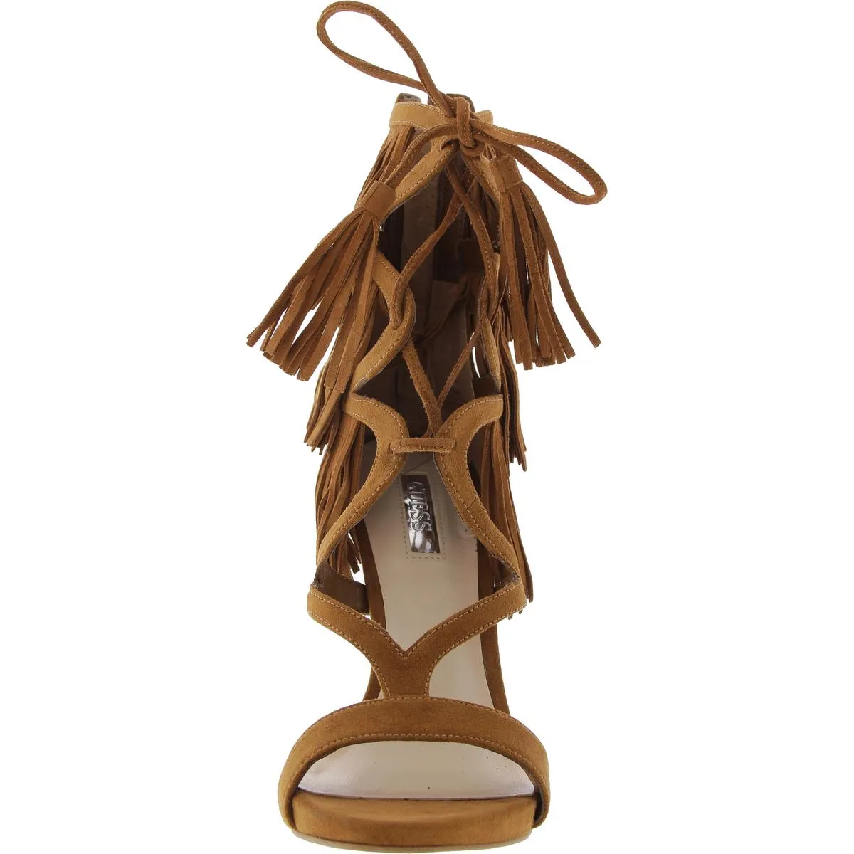 GWABRIA Womens Fringe Suede Lace-Up Heels