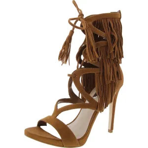 GWABRIA Womens Fringe Suede Lace-Up Heels