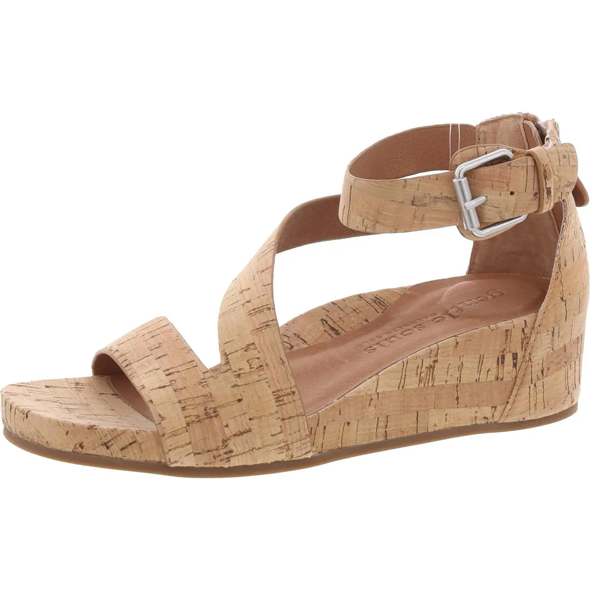 Gwen Womens Suede Ankle Strap Wedge Sandals