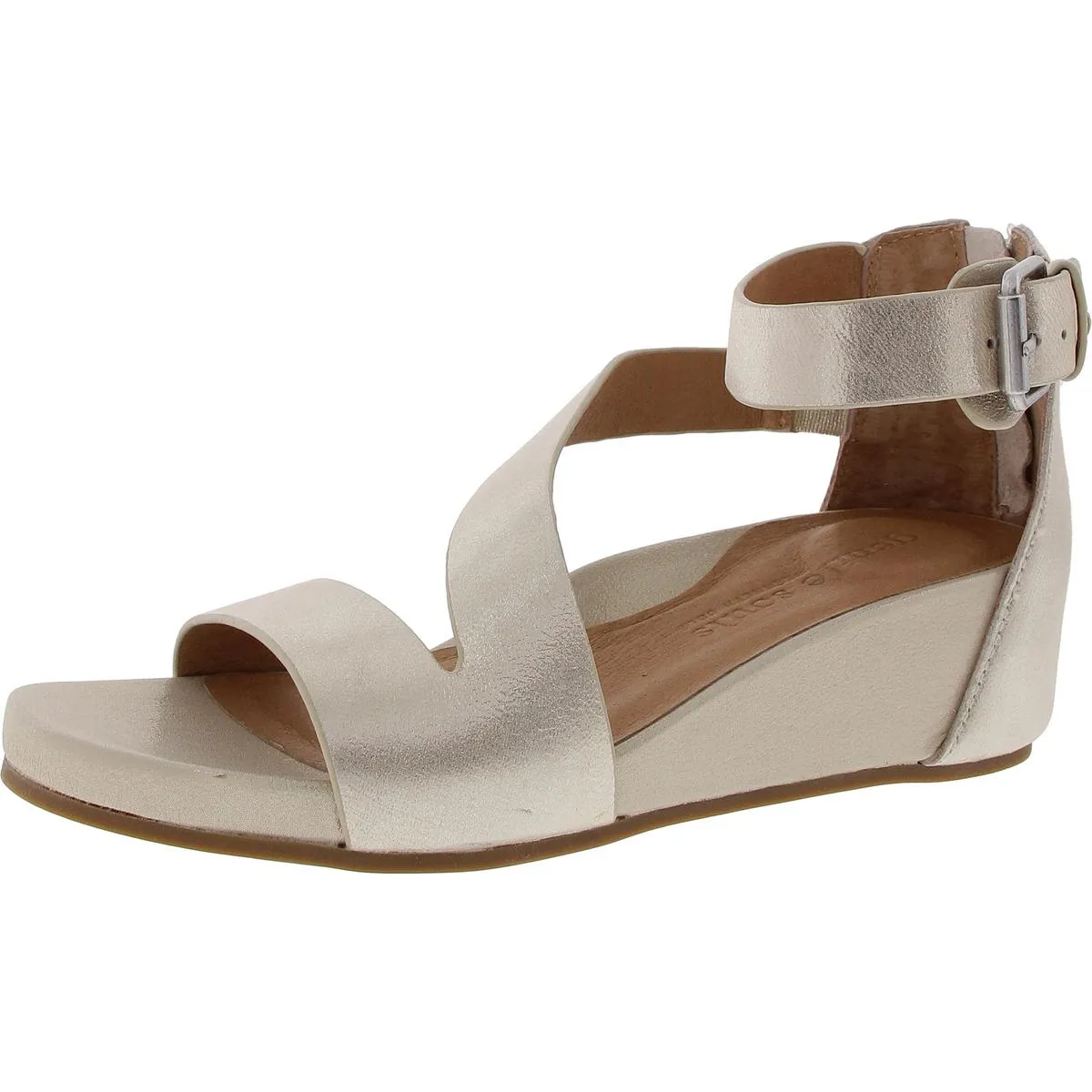 Gwen Womens Suede Ankle Strap Wedge Sandals