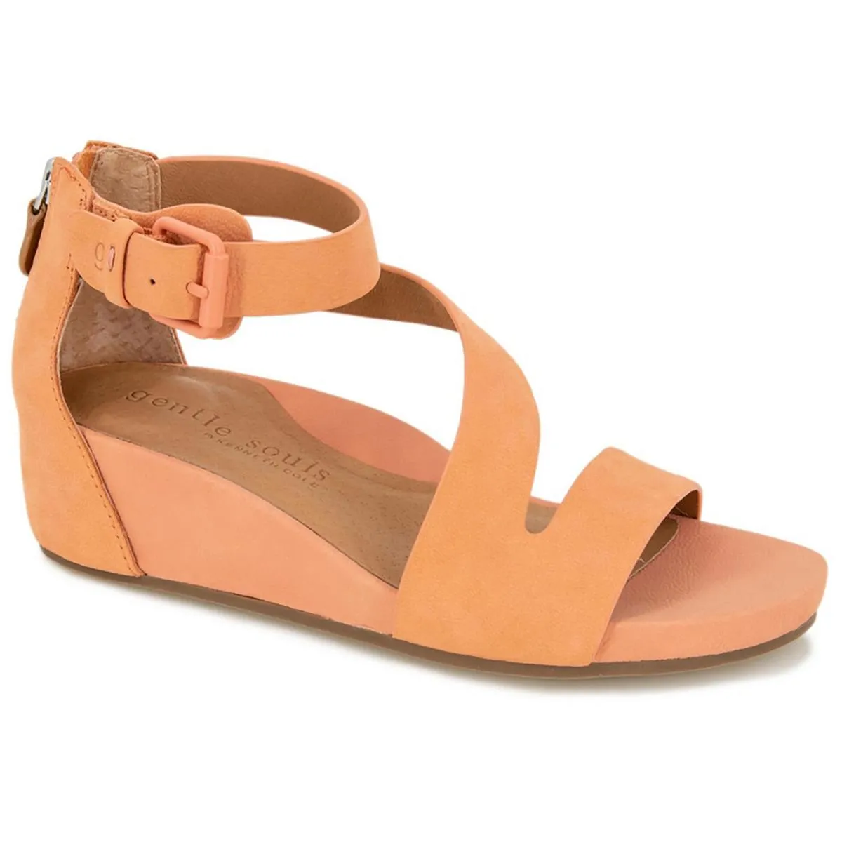 Gwen Womens Suede Ankle Strap Wedge Sandals
