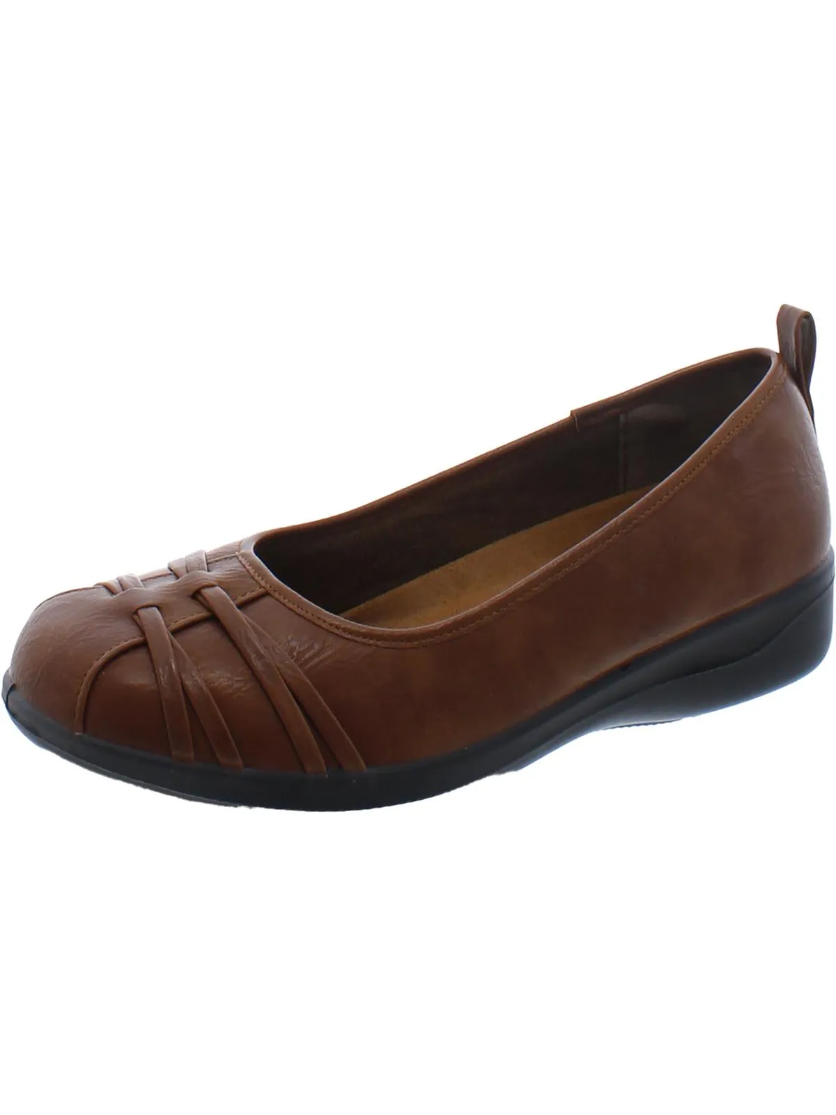 Haley Womens Faux Leather Slip On Flats Shoes
