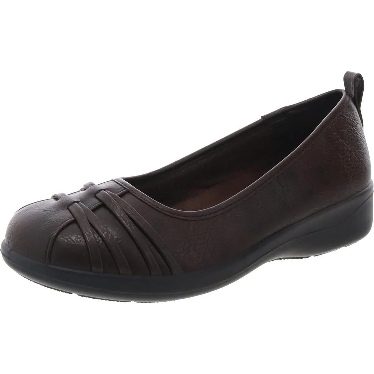 Haley Womens Faux Leather Slip On Flats Shoes