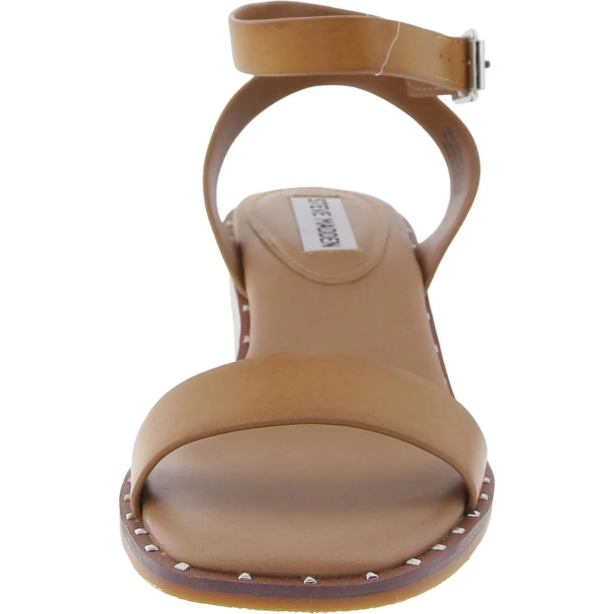 Harleign Womens Studded Faux Leather Wedge Sandals