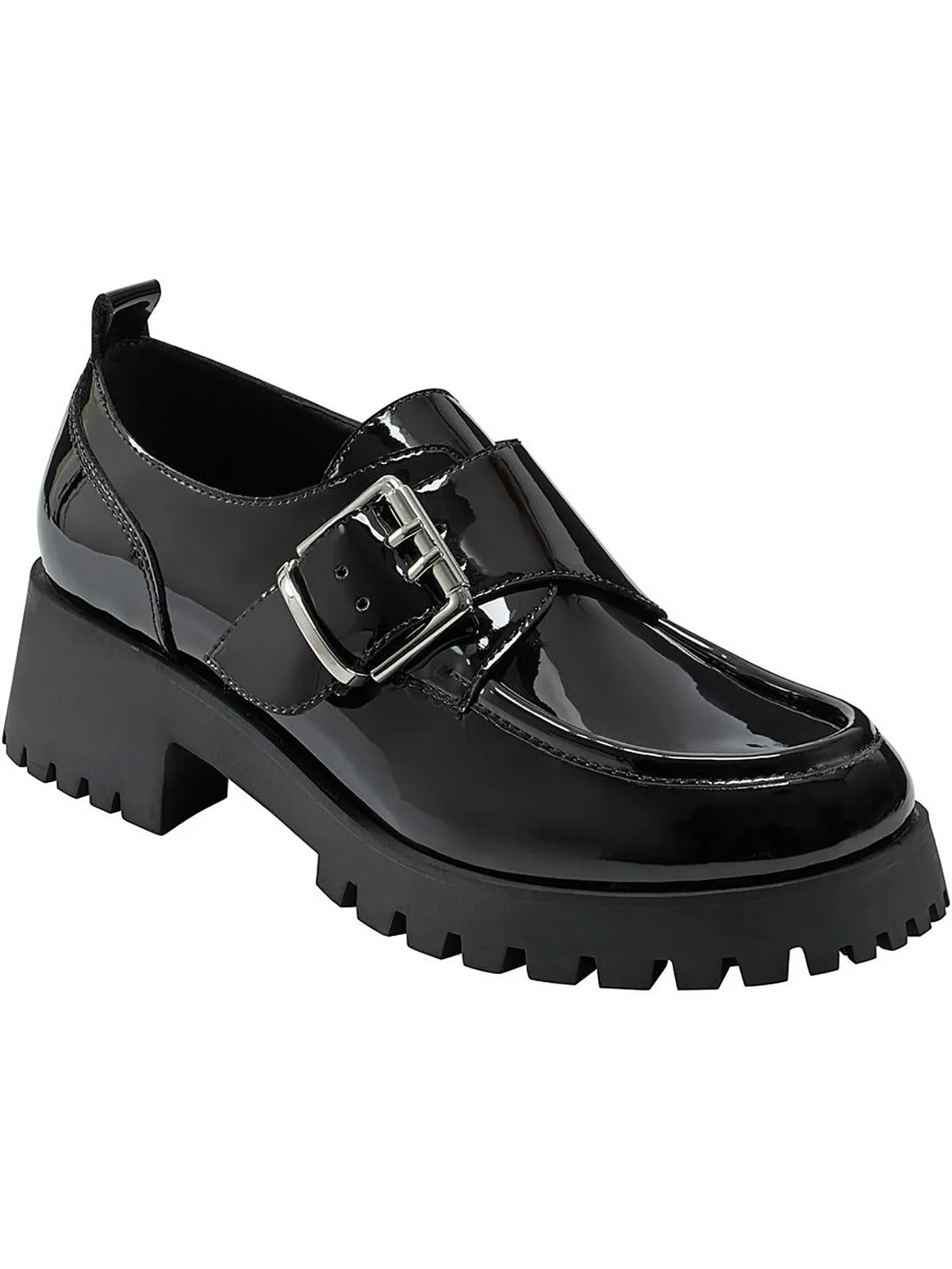 Hazelton Womens Patent Slip On Loafer Heels