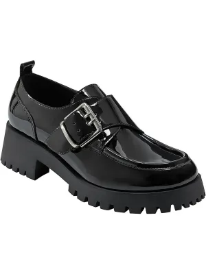 Hazelton Womens Patent Slip On Loafer Heels
