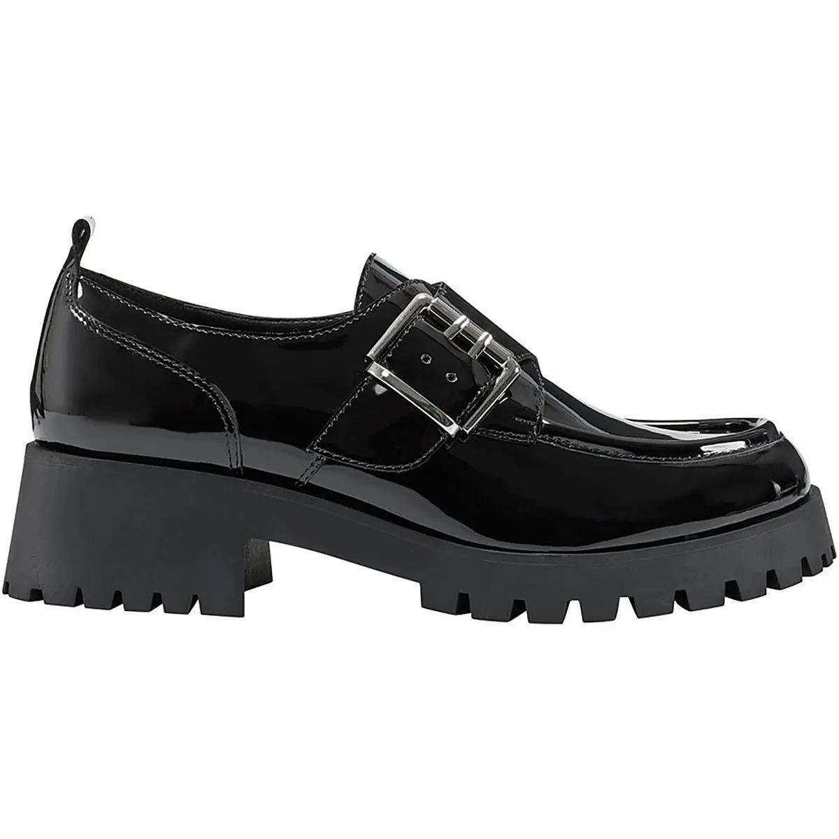Hazelton Womens Patent Slip On Loafer Heels